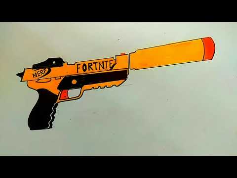 how to draw fortnite guns easy I how to draw a fortnite gun I NERF GUN DRAWING