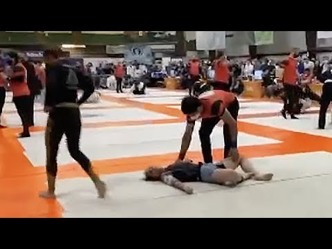 A Nasty Guillotine Choke At Grappling Industries Puts Opponent To Sleep
