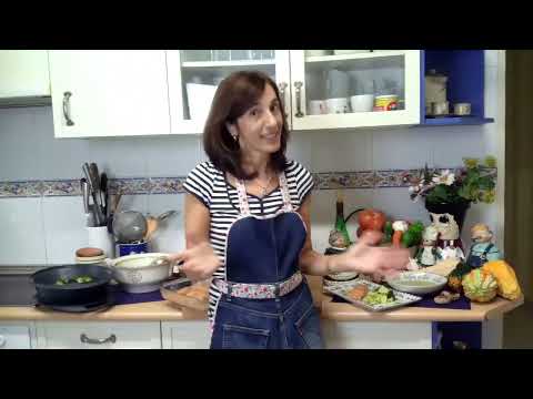 Menú: crema de guisantes y salmón con brócoli y patatas en thermomix