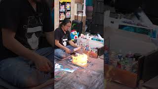 She asked for a Dragon! Watch me make Fire Spray Paint Art for this family from Arizona! 🐉🔥