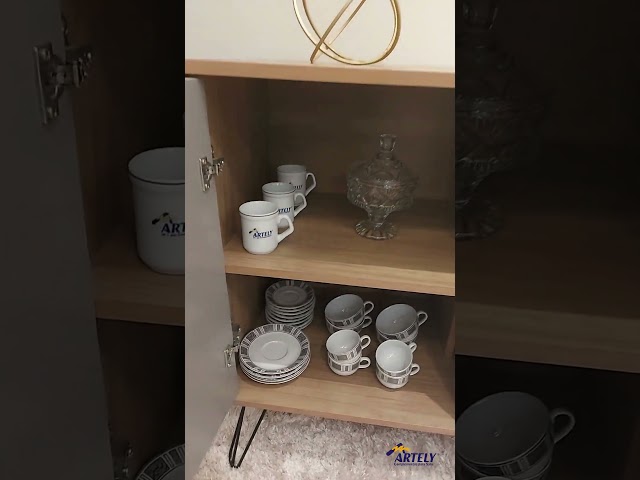 Balcão Buffet Estocolmo 2 Portas 2 Gavetas Carvalho/Grafite/Branco/Prata - Artely