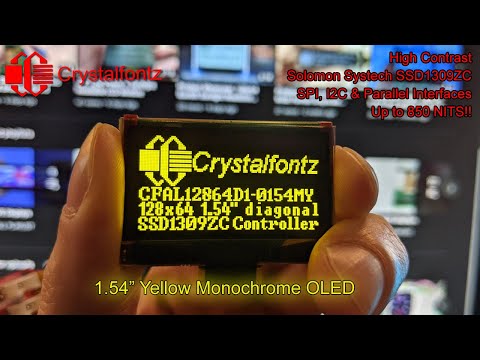 Here is a demonstration of the crystalfontz 128x64 graphic yellow monochrome OLED display