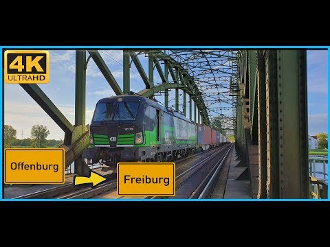 【4K】 Führerstandsmitfahrt Cab Ride Offenburg HBF nach Freiburg GBF über Lahr,Denzlingen,Mundingen