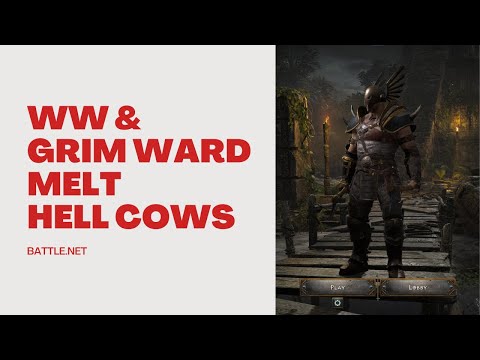 Whirlwind + Grim Ward Barbarian build with x2 Grief Berserker axes VS Hell cows | D2R 2.5