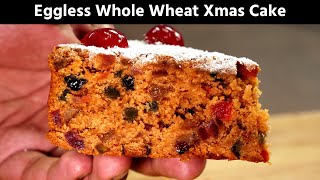 Eggless Christmas Fruit Cake [Whole Wheat] - Atta Fruit Plum Cake - CookingShooking Recipe
