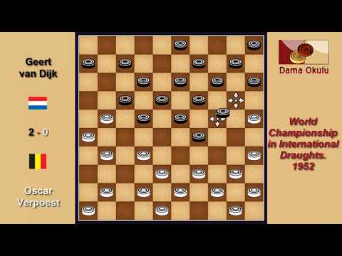 Oscar Verpoest (BEL) - Geert van Dijk (NLD). Draughts World Championship. 1952.