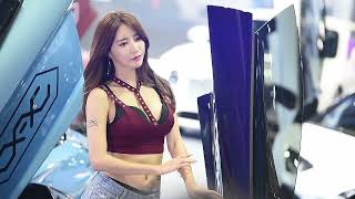 레이싱모델 임솔아 JAJ인터네셔널 오토살롱위크 직캠 청핫팬츠 자주색 탱크탑