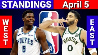 April 5 | NBA STANDINGS | WESTERN and EASTERN CONFERENCE