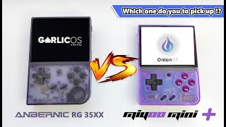 Miyoo mini plus vs Anbernic rg35xx Review handheld gaming 2023