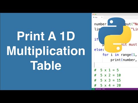 Print A 1d Multiplication Table Python Example