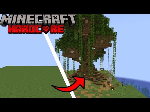 Building EPIC Tree House in Hardcore Minecraft!