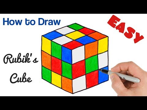 How to Draw a Rubik's Cube Easy for Kids Step by Step