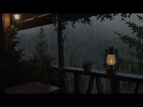 Rainy scene on the peaceful balcony - Eliminate stress, relax in the soothing forest rain