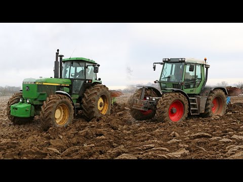 Pflügen im Frost: John Deere 4755 und Fendt Xylon 524 mit Dowdeswell DP7 und Lemken Pflügen