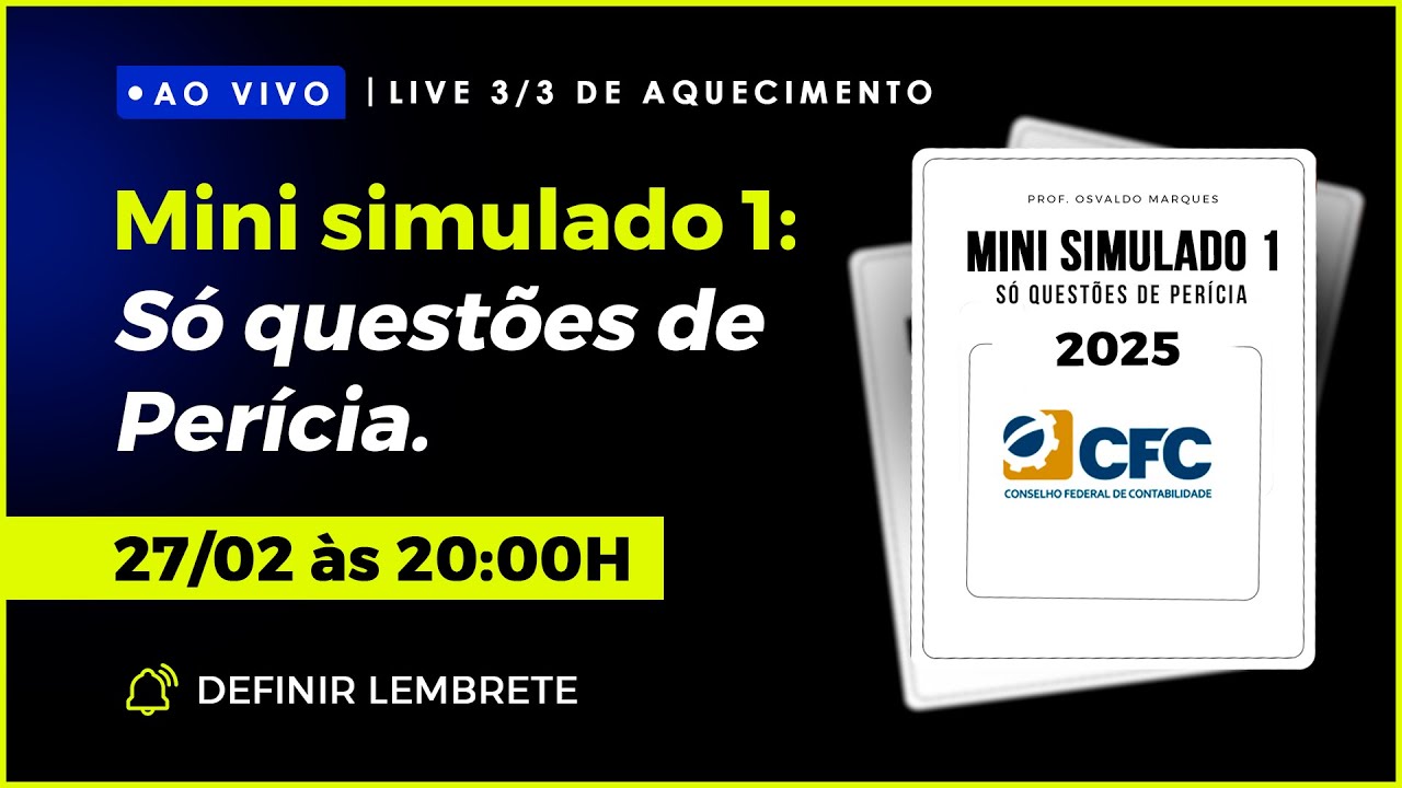 Live 3 de 3: Mini simulado 1: Só questões de Perícia