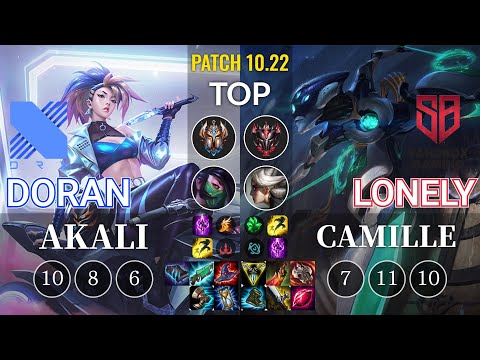 DRX Doran Akali vs SB Lonely Camille Top - KR Patch 10.22
