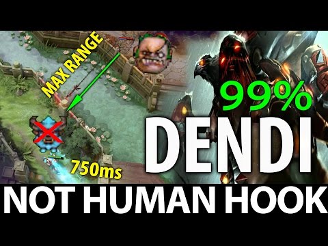 Not HUMAN Hook with Dendi Pudge WTF Max Range 99% Dota 2 [MUST WATCH]