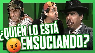 La Chilindrina y el Chavo limpian el patio