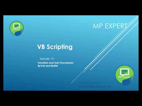 VB Script Episode: 10 (Functions and Sub Procedure) By Val and By Ref