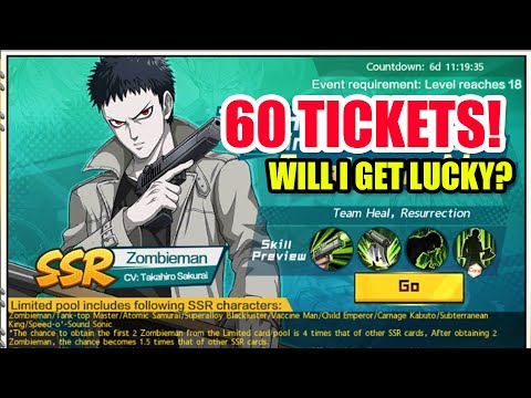 60 TICKETS FOR ZOMBIEMAN! Will My Luck Streak Continue? [One Punch Man: THE STRONGEST]