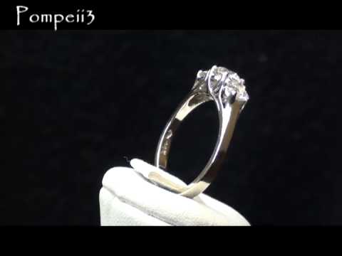 1.00CT Three Stone Diamond Ring 14K White Gold