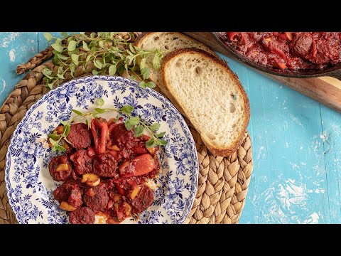 Spetzofai: Greek Style Sausage & Peppers: Meals in Minutes!