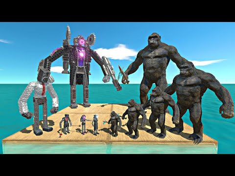 Skibidi Cameraman Team + Titan Weapon Cameraman vs Growing King Kong -Animal Revolt Battle Simulator