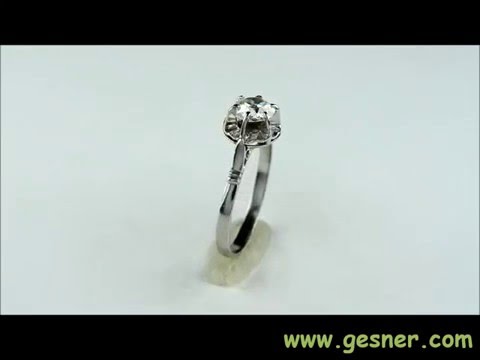 Vintage Engagment Ring .54ct. Diamond & 18K White Gold Deco - J35646