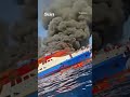 Passengers jump from Indonesia ship as flames engulf vessel
