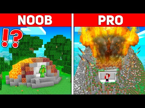 EPIC Volcano House Build Challenge: NOOB vs PRO in Minecraft