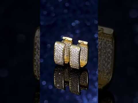 Brincos de argola CZ pavimentados da moda coreana Huitan para mulheres