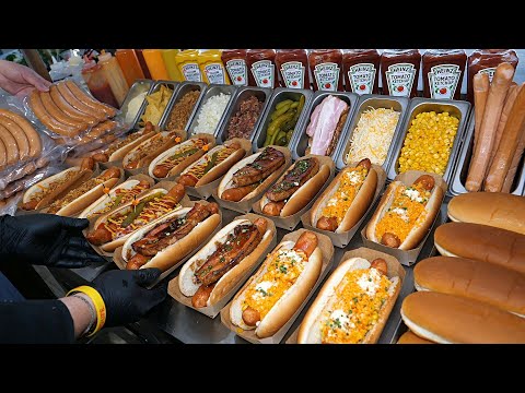 Toppings overflowing between the buns!! American New York Hot Dogs - Top 3 / Korean Street Food