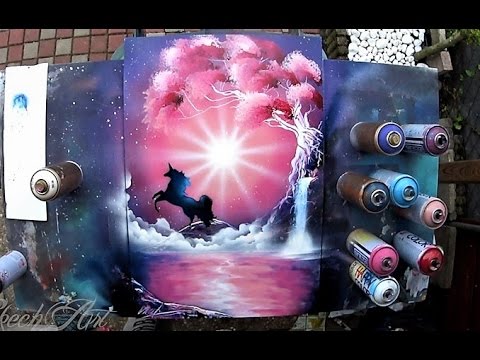 Pink Unicorn - SPRAY PAINT ART - By Skech Video