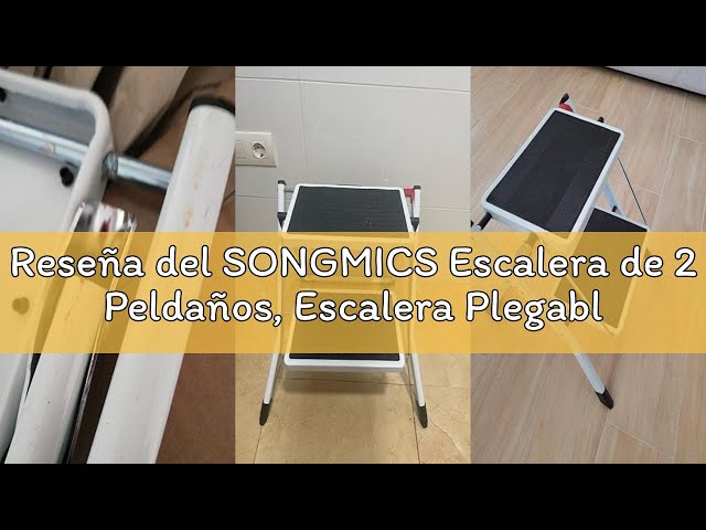 Vídeo relacionado con SONGMICS Escalera de Tijera, Escalera con 4 Peldaños, Peldaño Plegable, Bloqueo de Seguridad, Fácil de Guardar, Carga hasta 150 kg, Gris Paloma GSL004G01