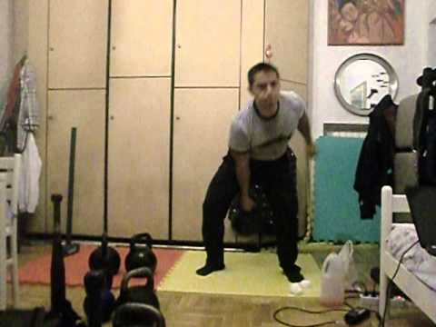 Single Kettlebell bulldog clean and press 40kg