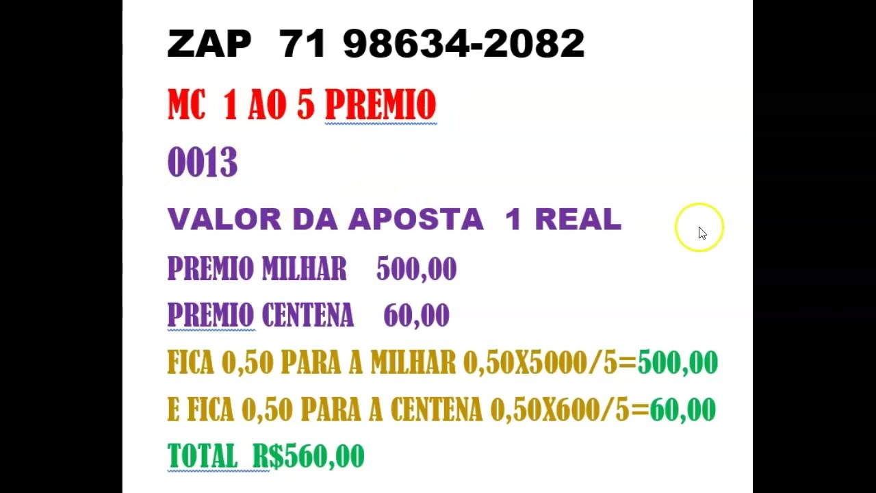 CALCULANDO PREMIO DA MILHAR COM CENTENA