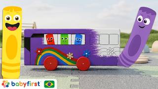 Aprender as Cores | Turma das Cores: Veículos, Animais, Jogos e Comidas Gostosas! | BabyFirst Brasil