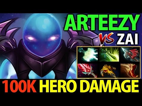 Arteezy Dota2 [Arc Warden] vs Zai- Crazy 100K Hero Damage