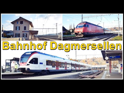 Zugsichtungen beim kleiner Bahnhof Dagmersellen, Kanton Luzern, Schweiz 2021