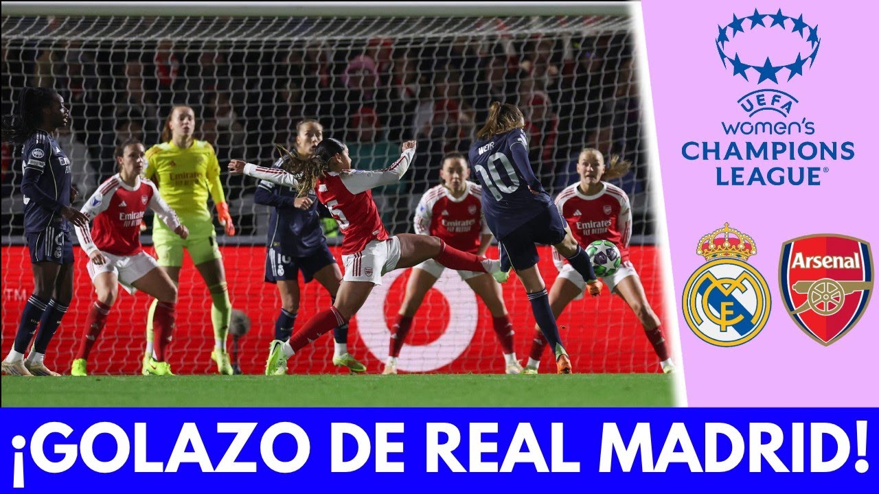 GOLAZO DEL REAL MADRID. VOLEA de CAROLINE WEIR pone el 1-0 vs ARSENAL | Champions League Femenina