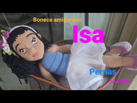 Isa... uma linda menina- pernas- boneca amigurumi realista articulada- crochê- artesanato