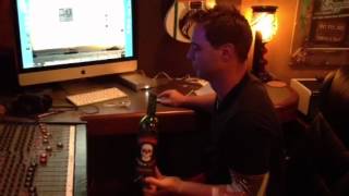 Writing n Recording with I Saw Red wine bottle