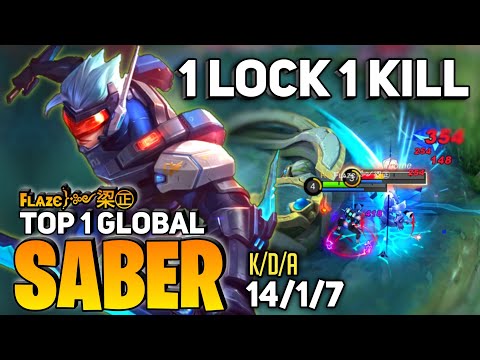 1 Lock 1 Kill ! Saber Powerfull Midlane  [ Top 1 Global Saber ] By Fʟѧzє﴿༻鿄㊣ -  Mobile Legends