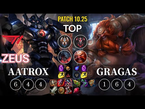T1 Zeus Aatrox vs Gragas Top - KR Patch 10.25