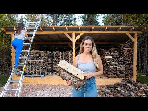 Building A Woodshed From Milled Wood & Storing Years of Firewood!