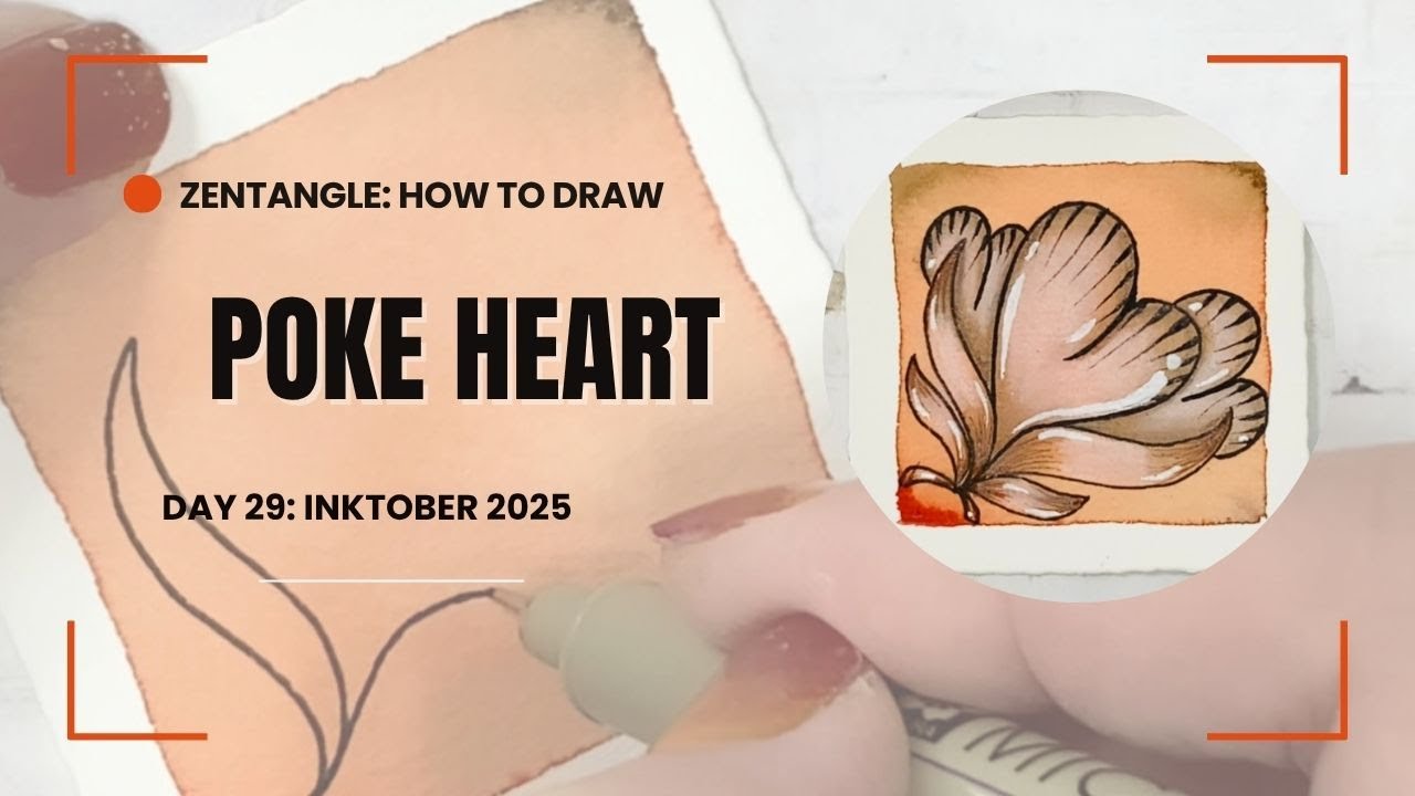 Zentangle: Poke Heart Step-by-Step Tutorial / Inktober 2025 Day 29