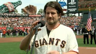 LAD@SF: Nathanson performs national anthem