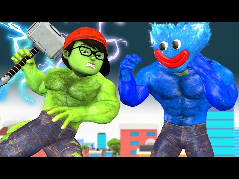 NickHulk Transform Thor vs Giant Zombie Huggy Wuggy - Scary Teacher 3D Happy ending Story