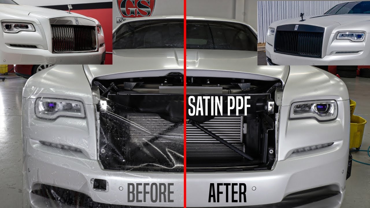 Rolls Royce Wraith Full Car Wrap Satin Matte PPF Timelapse Before After Chrome Delete Powder Coat