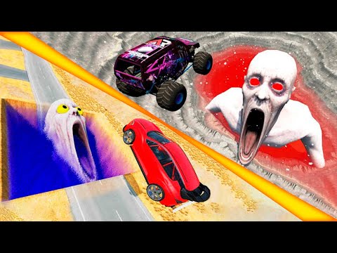 Escape From The Shy Guy (SCP-096) | Cars vs Giant Pit & Giant Quarry | BeamNG Drive Car Ride Chase